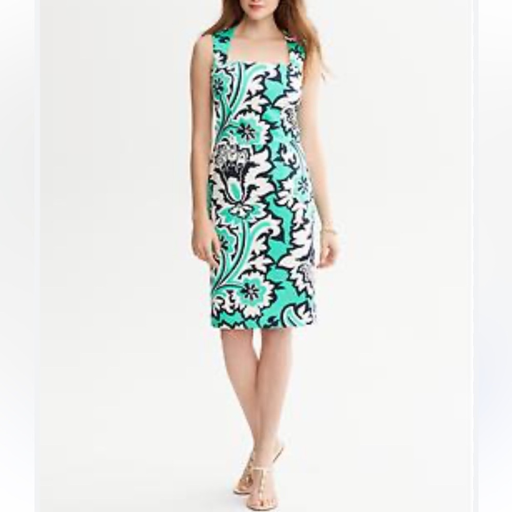 Milly for Banana Republic Print Sleeveless Dress - Green & Black, EUC Size 10